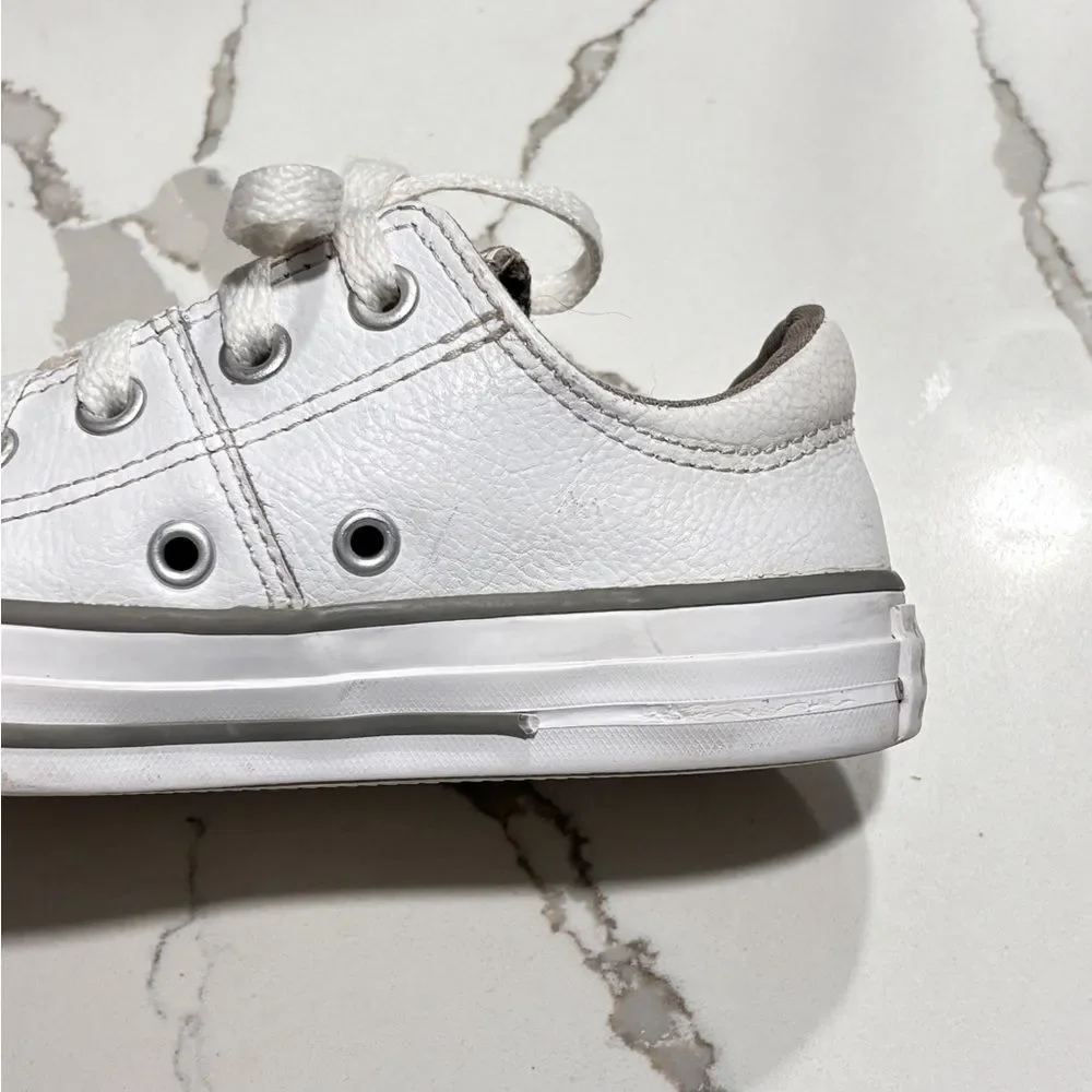 Converse All Star Youth Toddler Girls Boys White Leather Low Sneakers Shoes 12